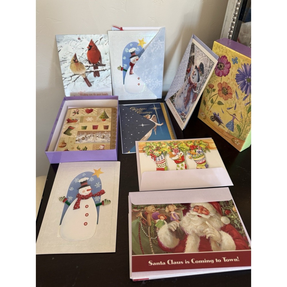 Christmas Card Lot of 22 Cards Some W/ Envelopes Holiday Crafts Ephemera Decor